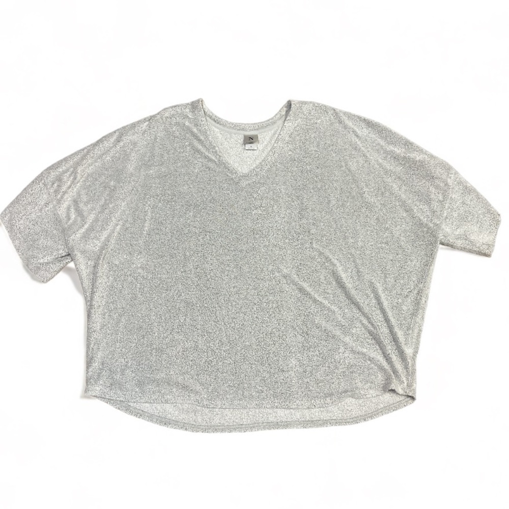 Natori Gray Short Sleeve Over Sized V Neck Shirt Ladies Size XL EUC